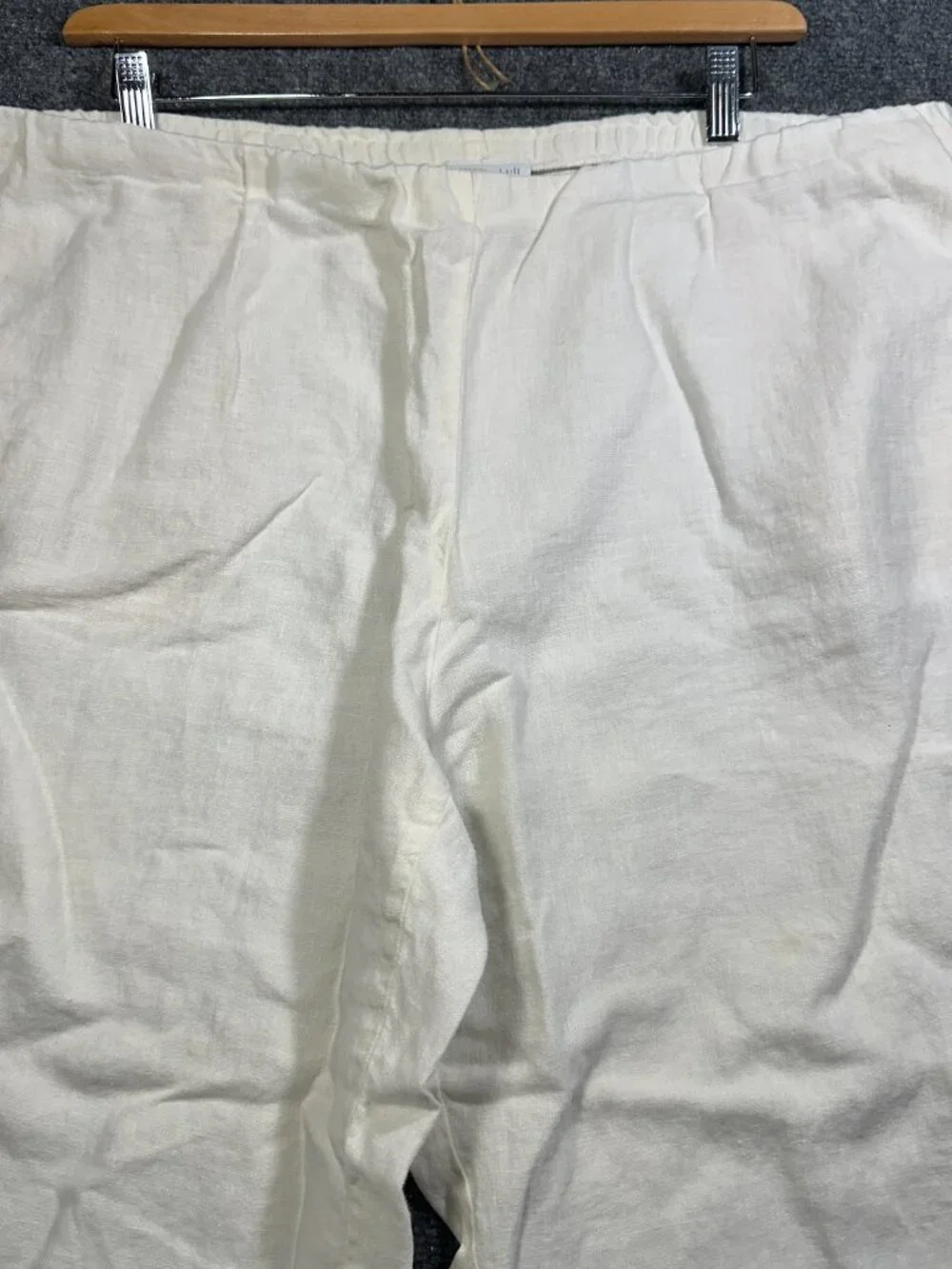 J Jill Pants Womens XL Love Linen Ivory Flat Front Pull On Elastic Waist Pockets - Picture 3 of 7